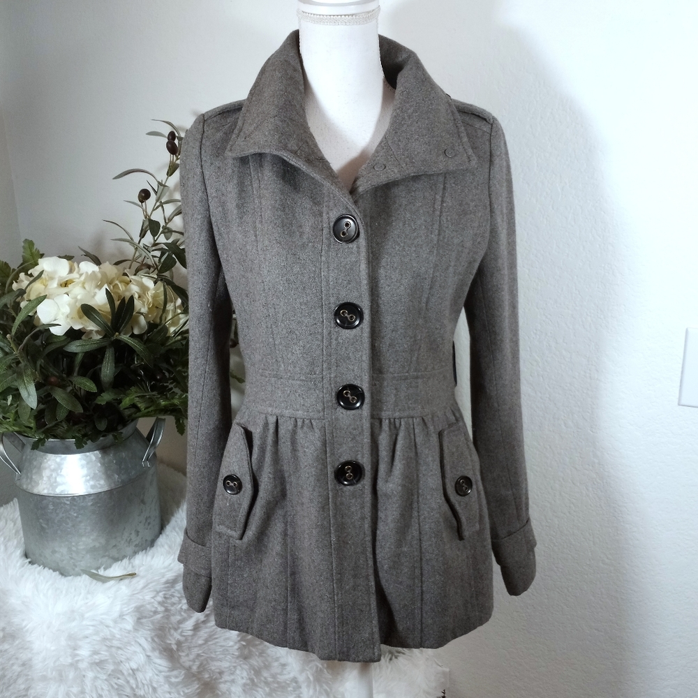 DELIA'S GRAY PEACOAT SZ.M EUC